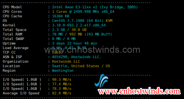 Hostwinds西雅图机房IO